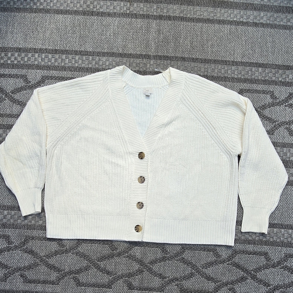 Women's Cream Button-Up Sweater